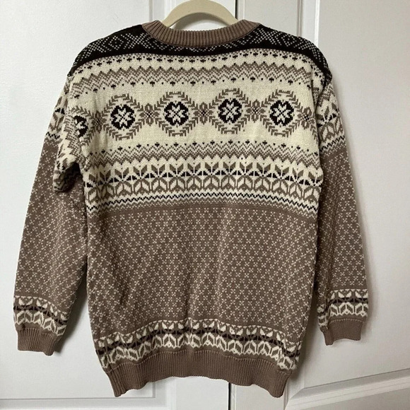 Vintage Cottage Cove Cardigan Womens S Nordic Setesdal Fair Isle Neutral Knit - Picture 3 of 6